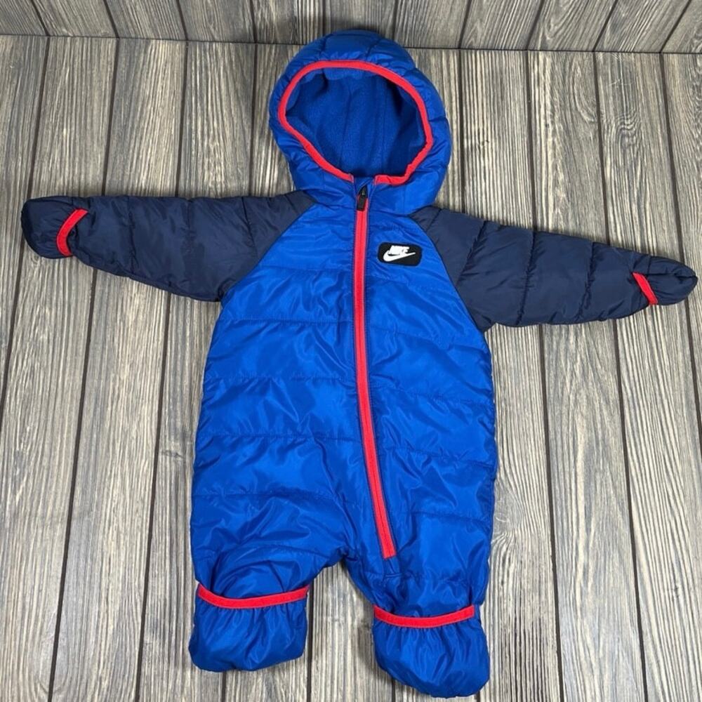 NIke Cire Puffer Infant Baby Insulated Snowsuit Winter Blue‎ Sz 3 Mo F422-U89
